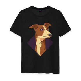 Мужская футболка хлопок с принтом Уиппет , 100% хлопок | прямой крой, круглый вырез горловины, длина до линии бедер, слегка спущенное плечо. | whippet | собака | собаки | уиппет