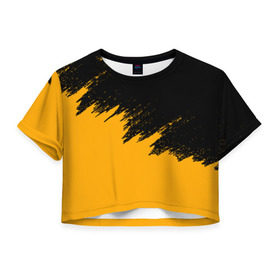 Женская футболка 3D укороченная с принтом КРАСКА И НИЧЕГО ЛИШНЕГО! , 100% полиэстер | круглая горловина, длина футболки до линии талии, рукава с отворотами | 