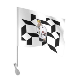 Флаг для автомобиля с принтом Элджей , 100% полиэстер | Размер: 30*21 см | 3d | sayonara boy | группа | квадратики | кубики | лого | логотип | морген | музыка | русский реп | сайонара | элджей