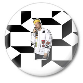 Значок с принтом Элджей ,  металл | круглая форма, металлическая застежка в виде булавки | 3d | sayonara boy | группа | квадратики | кубики | лого | логотип | морген | музыка | русский реп | сайонара | элджей