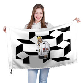Флаг 3D с принтом Элджей , 100% полиэстер | плотность ткани — 95 г/м2, размер — 67 х 109 см. Принт наносится с одной стороны | 3d | sayonara boy | группа | квадратики | кубики | лого | логотип | морген | музыка | русский реп | сайонара | элджей