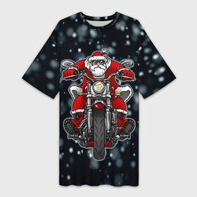 Платье-футболка 3D с принтом Крутой Санта ,  |  | art | bike | biker | christmas | happy new year | new year | road | santa | арт | байк | байкер | дед мороз | мотоцикл | на мотоцикле | новогодний | новый год | рождественский | рождество | санта | санта на байке