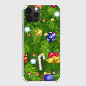 Чехол для iPhone 12 Pro Max с принтом Ёлка новогодняя , Силикон |  | Тематика изображения на принте: гирлянда | ель | иголки | игрушки шарики | костюм | мишура | пихта | праздник | рождество | снеговик | хвоя