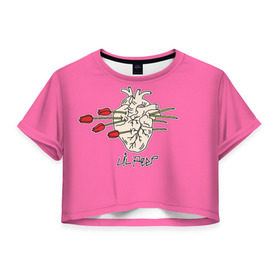 Женская футболка Cropp-top с принтом Lil Peep heart , 100% полиэстер | круглая горловина, длина футболки до линии талии, рукава с отворотами | 