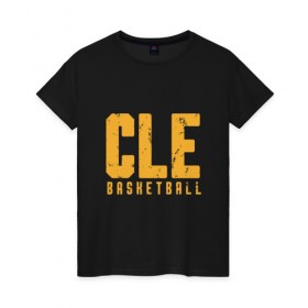 Женская футболка хлопок с принтом Cleveland Basketball , 100% хлопок | прямой крой, круглый вырез горловины, длина до линии бедер, слегка спущенное плечо | 