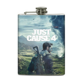 Фляга с принтом Just Cause 4 , металлический корпус | емкость 0,22 л, размер 125 х 94 мм. Виниловая наклейка запечатывается полностью | Тематика изображения на принте: just cause