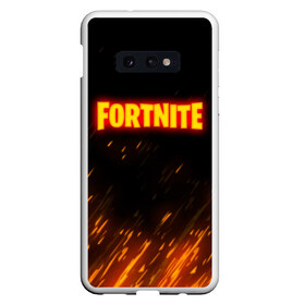 Чехол для Samsung S10E с принтом FORTNITE FIRE , Силикон | Область печати: задняя сторона чехла, без боковых панелей | 2019 | armor | armour | cybersport | esport | fire | fortnite | game | llama | logo | броня | игра | киберспорт | лама | симулятор строительства | строительство | фиолетовый | фирменные цвета | фортнайт