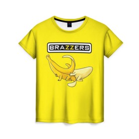Женская футболка 3D с принтом Brazzers , 100% полиэфир ( синтетическое хлопкоподобное полотно) | прямой крой, круглый вырез горловины, длина до линии бедер | brazzers | банан | бразерс | логотип | надпись | прикол | юмор