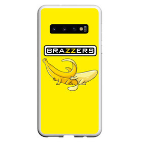 Чехол для Samsung Galaxy S10 с принтом Brazzers , Силикон | Область печати: задняя сторона чехла, без боковых панелей | brazzers | банан | бразерс | логотип | надпись | прикол | юмор