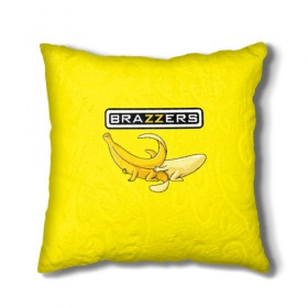 Подушка 3D с принтом Brazzers , наволочка – 100% полиэстер, наполнитель – холлофайбер (легкий наполнитель, не вызывает аллергию). | состоит из подушки и наволочки. Наволочка на молнии, легко снимается для стирки | brazzers | банан | бразерс | логотип | надпись | прикол | юмор