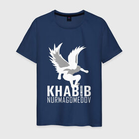 Мужская футболка хлопок с принтом Хабиб (Air) , 100% хлопок | прямой крой, круглый вырез горловины, длина до линии бедер, слегка спущенное плечо. | air | eagle | khabib | nurmagomedov | ssru | нурмагомедов | орел | хабиб