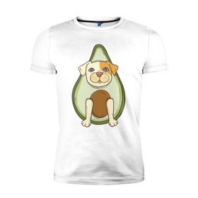 Мужская футболка премиум с принтом Питбуль Авокадо , 92% хлопок, 8% лайкра | приталенный силуэт, круглый вырез ворота, длина до линии бедра, короткий рукав | dog | pitbull | авокадо | питбуль | собака | собаки