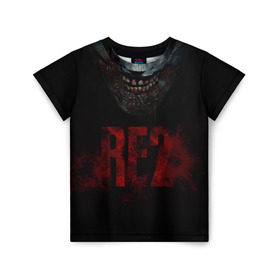 Детская футболка 3D с принтом Resident Evil 2 , 100% гипоаллергенный полиэфир | прямой крой, круглый вырез горловины, длина до линии бедер, чуть спущенное плечо, ткань немного тянется | 2 | 2019 | dark | evil | game | horror | resident | zombie | зомби | зубы | игра | кровь | лого | обитель зла | ужас
