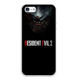 Чехол для iPhone 5/5S матовый с принтом Resident Evil 2 , Силикон | Область печати: задняя сторона чехла, без боковых панелей | 2 | 2019 | dark | evil | game | horror | resident | zombie | зомби | зубы | игра | кровь | лого | обитель зла | ужас