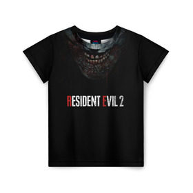 Детская футболка 3D с принтом Resident Evil 2 , 100% гипоаллергенный полиэфир | прямой крой, круглый вырез горловины, длина до линии бедер, чуть спущенное плечо, ткань немного тянется | 2 | 2019 | dark | evil | game | horror | resident | zombie | зомби | зубы | игра | кровь | лого | обитель зла | ужас
