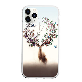 Чехол для iPhone 11 Pro Max матовый с принтом Олень с ветвями вместо рог , Силикон |  | бабочка | волшебство | деревья | лес | листья | оленёнок | природа | птица | сказка | фрукты | цветы