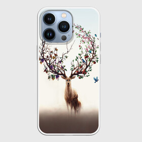 Чехол для iPhone 13 Pro с принтом Олень с ветвями вместо рог ,  |  | бабочка | волшебство | деревья | лес | листья | оленёнок | природа | птица | сказка | фрукты | цветы