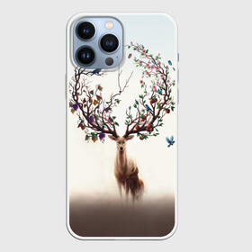 Чехол для iPhone 13 Pro Max с принтом Олень с ветвями вместо рог ,  |  | бабочка | волшебство | деревья | лес | листья | оленёнок | природа | птица | сказка | фрукты | цветы