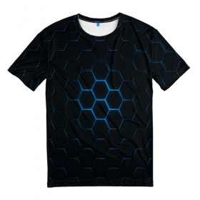 Мужская футболка 3D с принтом БРОНЯ , 100% полиэфир | прямой крой, круглый вырез горловины, длина до линии бедер | abstract | abstraction | comb | texture | абстракция | бронь | соты | стальные соты | текстуры