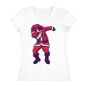 Женская футболка хлопок с принтом Dab Santa , 100% хлопок | прямой крой, круглый вырез горловины, длина до линии бедер, слегка спущенное плечо | 