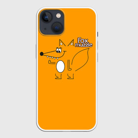 Чехол для iPhone 13 с принтом Лисья морда ,  |  | животные | зубы | контур | лиса | лисья | надпись | оранжевый | рыжая