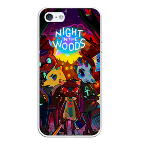 Чехол для iPhone 5/5S матовый с принтом Night in the Woods (1) , Силикон | Область печати: задняя сторона чехла, без боковых панелей | Тематика изображения на принте: bear | cat | fox | night | night in the woods | woods | кот | лес | лис | медведь | ночь | ночь в лесу