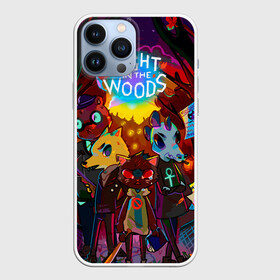 Чехол для iPhone 13 Pro Max с принтом Night in the Woods (1) ,  |  | bear | cat | fox | night | night in the woods | woods | кот | лес | лис | медведь | ночь | ночь в лесу