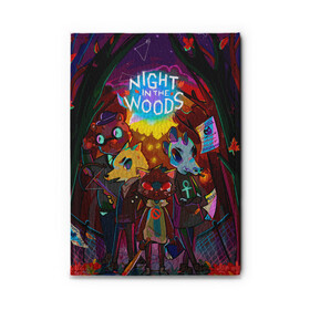 Обложка для автодокументов с принтом Night in the Woods (1) , натуральная кожа |  размер 19,9*13 см; внутри 4 больших “конверта” для документов и один маленький отдел — туда идеально встанут права | Тематика изображения на принте: bear | cat | fox | night | night in the woods | woods | кот | лес | лис | медведь | ночь | ночь в лесу