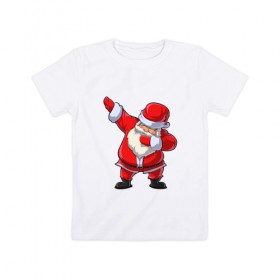 Детская футболка хлопок с принтом Dabbing Santa , 100% хлопок | круглый вырез горловины, полуприлегающий силуэт, длина до линии бедер | 