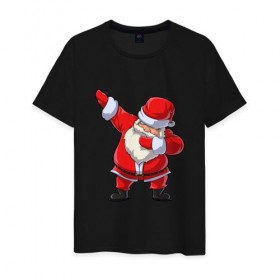Мужская футболка хлопок с принтом Dabbing Santa , 100% хлопок | прямой крой, круглый вырез горловины, длина до линии бедер, слегка спущенное плечо. | Тематика изображения на принте: 