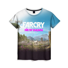 Женская футболка 3D с принтом FAR CRY NEW DAWN , 100% полиэфир ( синтетическое хлопкоподобное полотно) | прямой крой, круглый вырез горловины, длина до линии бедер | action | far cry | far cry new dawn | game | gamer | montana | player | shooter | usa | врата эдема | знак | игра | культ | секта | символ | символика | шутер | эдем