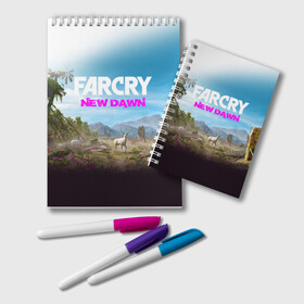 Блокнот с принтом FAR CRY NEW DAWN , 100% бумага | 48 листов, плотность листов — 60 г/м2, плотность картонной обложки — 250 г/м2. Листы скреплены удобной пружинной спиралью. Цвет линий — светло-серый
 | Тематика изображения на принте: action | far cry | far cry new dawn | game | gamer | montana | player | shooter | usa | врата эдема | знак | игра | культ | секта | символ | символика | шутер | эдем