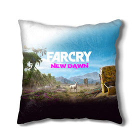 Подушка 3D с принтом FAR CRY NEW DAWN , наволочка – 100% полиэстер, наполнитель – холлофайбер (легкий наполнитель, не вызывает аллергию). | состоит из подушки и наволочки. Наволочка на молнии, легко снимается для стирки | action | far cry | far cry new dawn | game | gamer | montana | player | shooter | usa | врата эдема | знак | игра | культ | секта | символ | символика | шутер | эдем