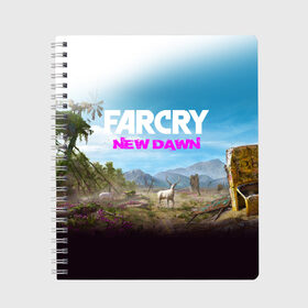 Тетрадь с принтом FAR CRY NEW DAWN , 100% бумага | 48 листов, плотность листов — 60 г/м2, плотность картонной обложки — 250 г/м2. Листы скреплены сбоку удобной пружинной спиралью. Уголки страниц и обложки скругленные. Цвет линий — светло-серый
 | action | far cry | far cry new dawn | game | gamer | montana | player | shooter | usa | врата эдема | знак | игра | культ | секта | символ | символика | шутер | эдем