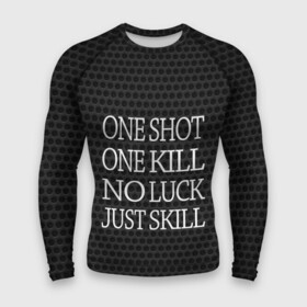Мужской рашгард 3D с принтом One Shot One Kill ,  |  | counter strike. one shot | cs go | csgo | game | one kill | ван шот | лого | надпись | серый | текст