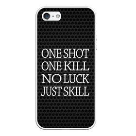 Чехол для iPhone 5/5S матовый с принтом One Shot One Kill , Силикон | Область печати: задняя сторона чехла, без боковых панелей | counter strike. one shot | cs go | csgo | game | one kill | ван шот | лого | надпись | серый | текст