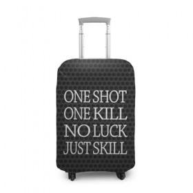 Чехол для чемодана 3D с принтом One Shot One Kill , 86% полиэфир, 14% спандекс | двустороннее нанесение принта, прорези для ручек и колес | counter strike. one shot | cs go | csgo | game | one kill | ван шот | лого | надпись | серый | текст