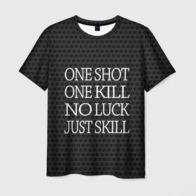 Мужская футболка 3D с принтом One Shot One Kill , 100% полиэфир | прямой крой, круглый вырез горловины, длина до линии бедер | counter strike. one shot | cs go | csgo | game | one kill | ван шот | лого | надпись | серый | текст