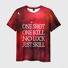 Мужская футболка 3D с принтом One Shot One Kill , 100% полиэфир | прямой крой, круглый вырез горловины, длина до линии бедер | counter strike. one shot | cs go | csgo | game | one kill | ван шот | красный | лого | надпись | текст
