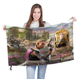 Флаг 3D с принтом Far Cry New Dawn , 100% полиэстер | плотность ткани — 95 г/м2, размер — 67 х 109 см. Принт наносится с одной стороны | 
