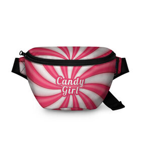 Поясная сумка 3D с принтом Candy Girl , 100% полиэстер | плотная ткань, ремень с регулируемой длиной, внутри несколько карманов для мелочей, основное отделение и карман с обратной стороны сумки застегиваются на молнию | вкусняшка | карамель | конфета | милый | няша | розовый | сладкая девочка | сладость