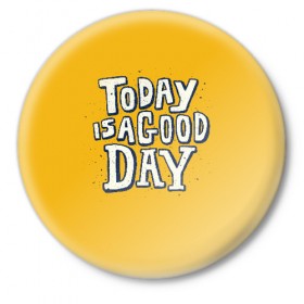 Значок с принтом Good Day ,  металл | круглая форма, металлическая застежка в виде булавки | день | краска | мода | прикол | пятна | синий | тренд | улыбка | яркие
