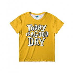 Детская футболка 3D с принтом Good Day , 100% гипоаллергенный полиэфир | прямой крой, круглый вырез горловины, длина до линии бедер, чуть спущенное плечо, ткань немного тянется | день | краска | мода | прикол | пятна | синий | тренд | улыбка | яркие