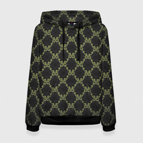 Женская толстовка 3D с принтом Victorian - 36577512ik , 100% полиэстер  | двухслойный капюшон со шнурком для регулировки, мягкие манжеты на рукавах и по низу толстовки, спереди карман-кенгуру с мягким внутренним слоем. | 36577512ik | black | gothic | gray | green | lace | pattern | style | texture | victorian | wallpaper | викторианский | готика | зеленый | кружево | обои | серый | стиль | текстура | черный