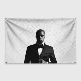 Флаг-баннер с принтом Kanye West Halftone , 100% полиэстер | размер 67 х 109 см, плотность ткани — 95 г/м2; по краям флага есть четыре люверса для крепления | kanye | kanye west | yandhi | кани | кани вест | кани вэст | янди