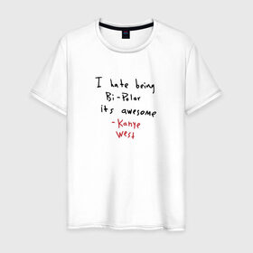 Мужская футболка хлопок с принтом Kanye West Hate Being Bipolar , 100% хлопок | прямой крой, круглый вырез горловины, длина до линии бедер, слегка спущенное плечо. | kanye | kanye west | yandhi | кани | кани вест | кани вэст | янди