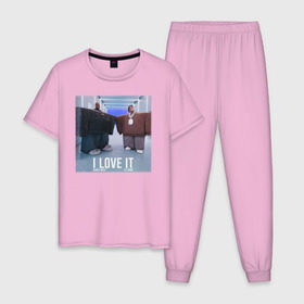 Мужская пижама хлопок с принтом Kanye West Lil Pump - I Love I , 100% хлопок | брюки и футболка прямого кроя, без карманов, на брюках мягкая резинка на поясе и по низу штанин
 | 