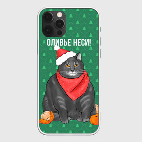 Чехол для iPhone 12 Pro Max с принтом Кот хочет кушот , Силикон |  | кот | кушот | новый год | оливье | толстый кот