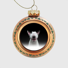 Стеклянный ёлочный шар с принтом Oh snap! , Стекло | Диаметр: 80 мм | bull terrier | dog |   | бультерьер | собака