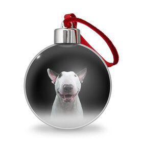 Ёлочный шар с принтом Oh snap! , Пластик | Диаметр: 77 мм | Тематика изображения на принте: bull terrier | dog |   | бультерьер | собака